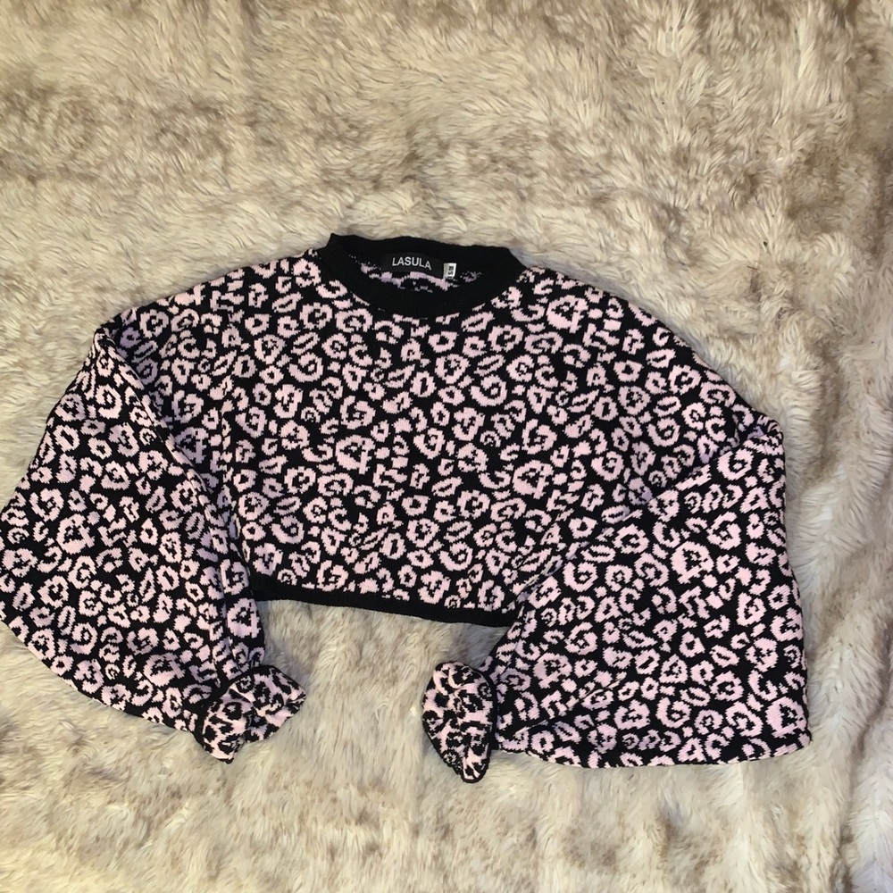 Leopard print crop sweater